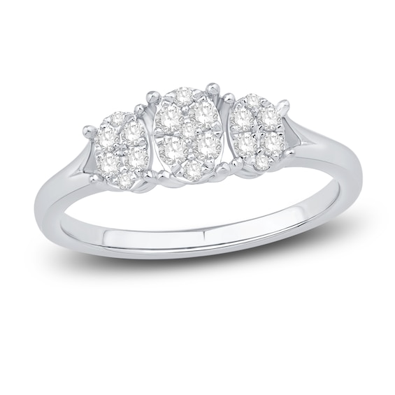 Diamond 3-Stone Style Ring 1/4 ct tw Round 10K White Gold