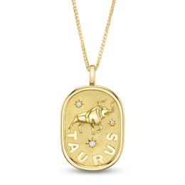 Shy ICON Zodiac Diamond Accent Taurus Necklace 14K Yellow Gold 18" B22001099-TAU