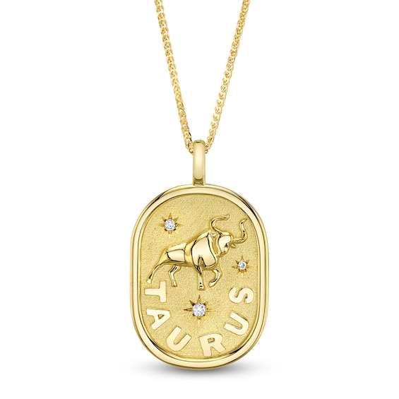 Shy Icon Zodiac Diamond Accent Taurus Necklace 14K Yellow Gold 18 B22001099Tau