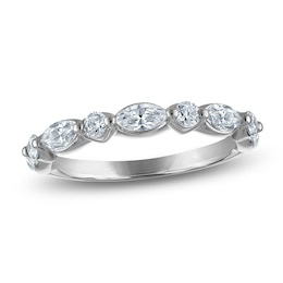 Certified Marquise & Round-Cut Diamond Anniversary Ring 1 ct tw 14K White Gold&nbsp;