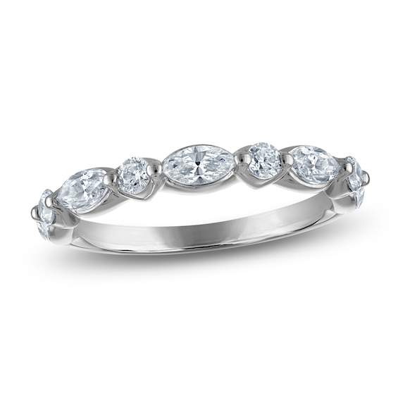 Certified Marquise & Round-Cut Diamond Anniversary Ring 1 ct tw 14K White Gold