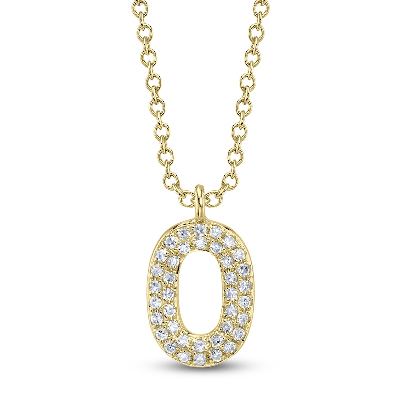 Main Image 1 of Shy Creation Bubble "O" Diamond Initial Necklace 1/15 ct tw 14K Yellow Gold 18" SC55028332-O