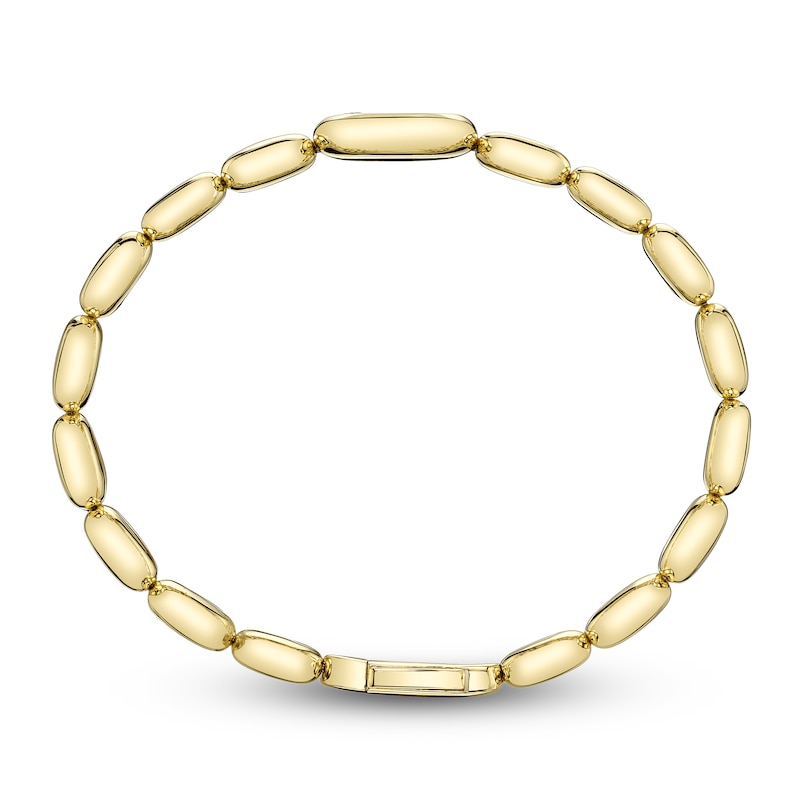 Main Image 3 of Shy ICON Lumeria Baguette & Round-Cut Multi-Diamond Pillow Link Bangle Bracelet 1/2 ct tw 14K Yellow Gold B22001553ZM