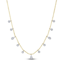 Shy Creation Diamond Dangle Station Necklace 5/8 ct tw 14K Two-Tone Gold 18" SC55027265