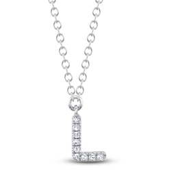 Shy Creation Diamond Accent Initial "L" Necklace 14K White Gold 18" SC55007903-L