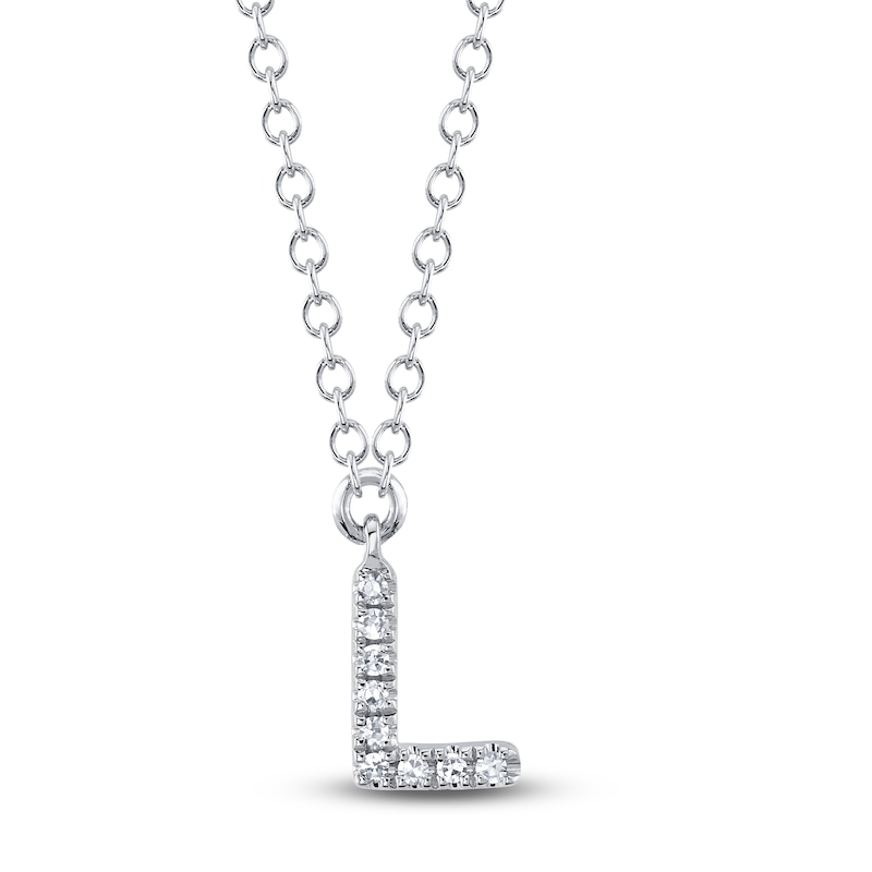 Main Image 1 of Shy Creation Diamond Accent Initial "L" Necklace 14K White Gold 18" SC55007903-L
