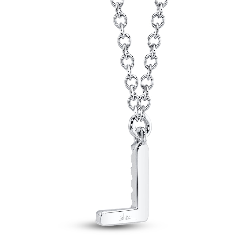 Main Image 3 of Shy Creation Diamond Accent Initial "L" Necklace 14K White Gold 18" SC55007903-L