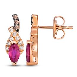 Le Vian Marquise-Cut Natural Ruby Drop Earrings 1/8 ct tw Diamonds 14K Strawberry Gold
