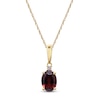 Thumbnail Image 1 of Oval-Cut Natural Garnet & Diamond Accent Necklace 10K Yellow Gold 18"