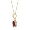Thumbnail Image 2 of Oval-Cut Natural Garnet & Diamond Accent Necklace 10K Yellow Gold 18"