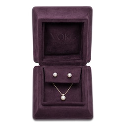 Yoko London Cultured Pearl & Diamond Accent Gift Set 18K Yellow Gold 18"