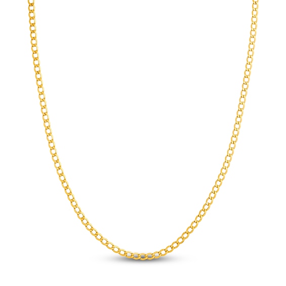 Diamond-Cut Curb Chain Necklace 3.4mm Semi-Solid 14K Yellow Gold 20"