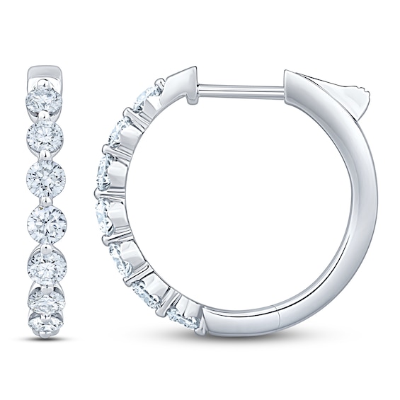 Jared Signature Diamond Hoop Earrings 1 ct tw 14K White Gold