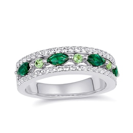 Birthstone and Sparkling Accent Stones Band (2 Stones)