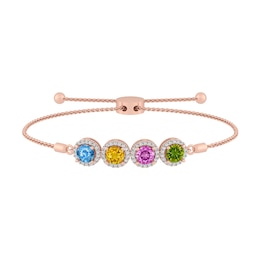 Colored Stone Family & Mother's Bolo Bracelet (1-4 Stones)