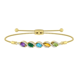 Family & Mother's Marquise Birthstone Bolo Bracelet (1-5 Stones)