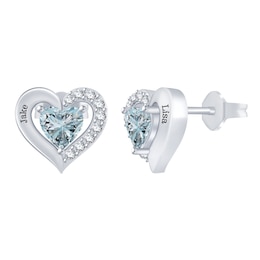 Birthstone Heart Stud Earrings