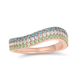 Wave Multi-Row Birthstone Ring (3 Stones)