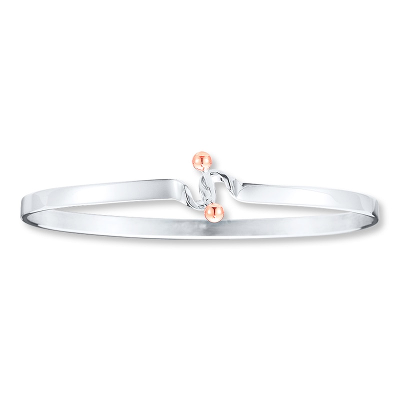 Main Image 1 of Ribbon Twist Bangle 14K Rose Gold Accents Sterling Silver