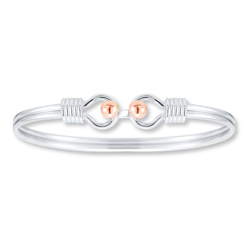Main Image 1 of Wrapped Loop Bangle 14K Rose Gold Accents Sterling Silver