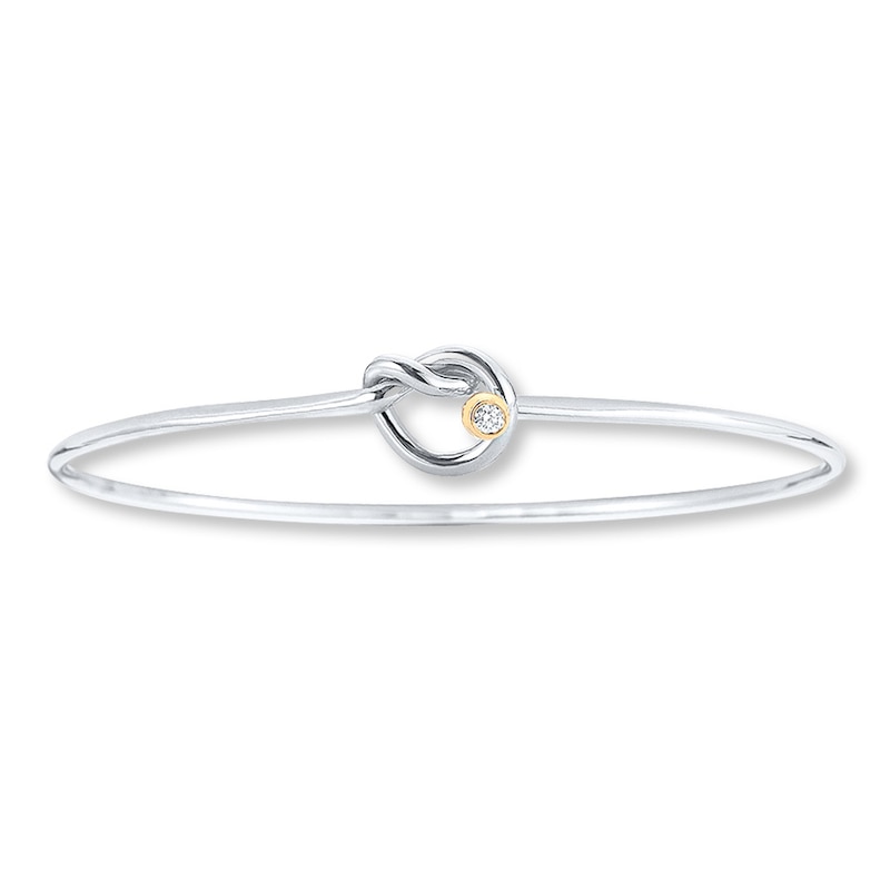 Love Knot Bangle Diamond Accent Sterling Silver/14K Gold