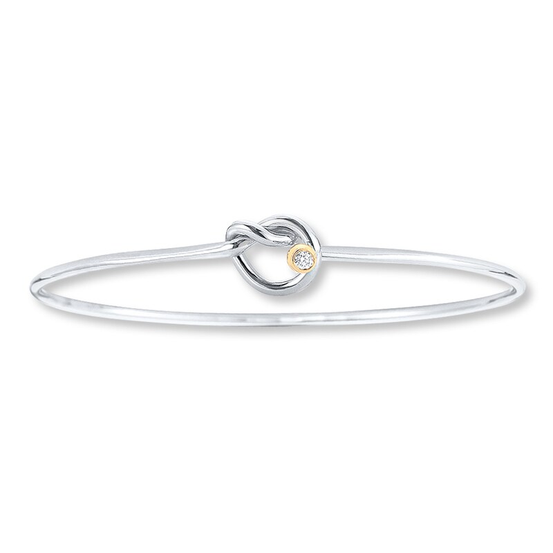 Love Knot Bangle Diamond Accent Sterling Silver/14K Gold