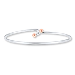 Hand-made Bangle 14K Rose Gold Accent Sterling Silver