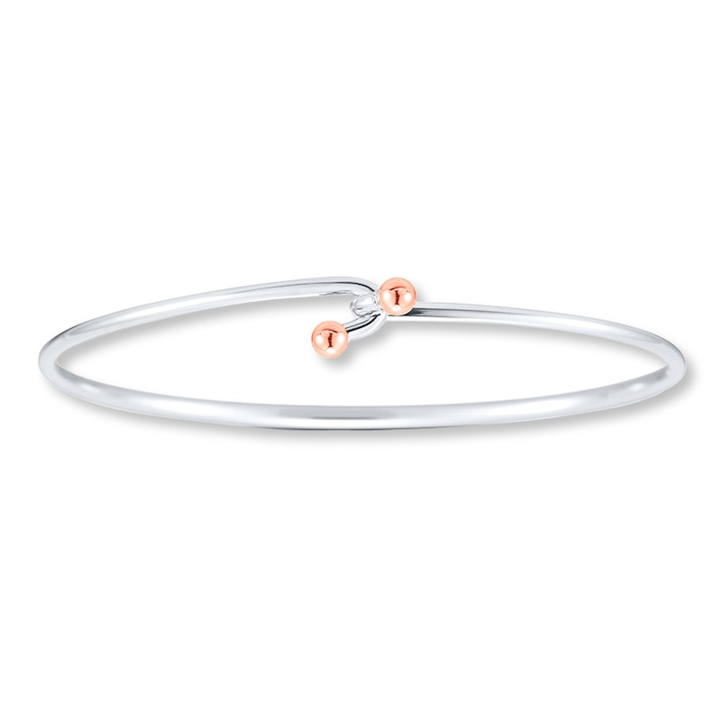 Main Image 1 of Hand-made Bangle 14K Rose Gold Accent Sterling Silver