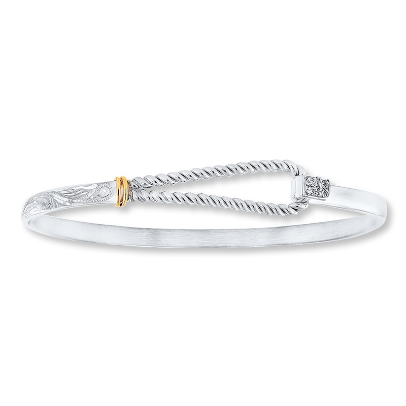 Main Image 1 of Bangle Bracelet 1/20 ct tw Diamonds Sterling Silver/18K Gold