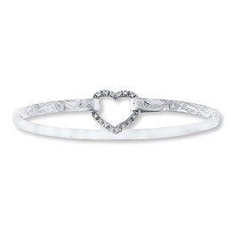 Heart Bangle Bracelet 1/15 Carat tw Diamonds Sterling Silver