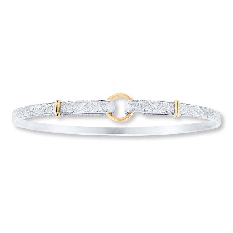 Circle Bangle Sterling Silver 14K Yellow Gold Accents