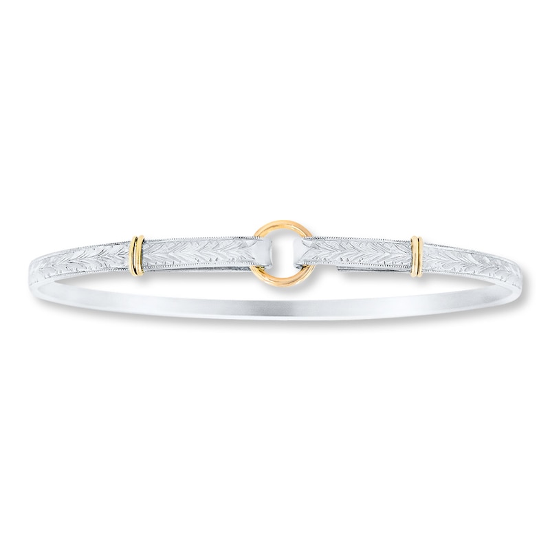 Main Image 1 of Circle Bangle Sterling Silver 14K Yellow Gold Accents