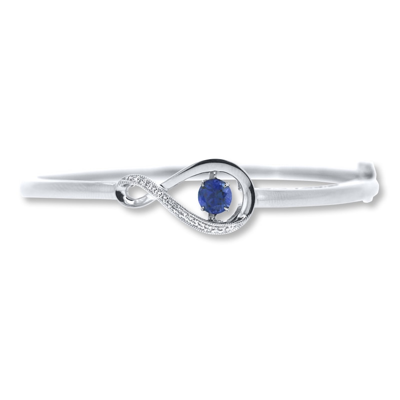 Main Image 1 of Colors in Rhythm Lab-Created Sapphires Sterling Silver Bangle