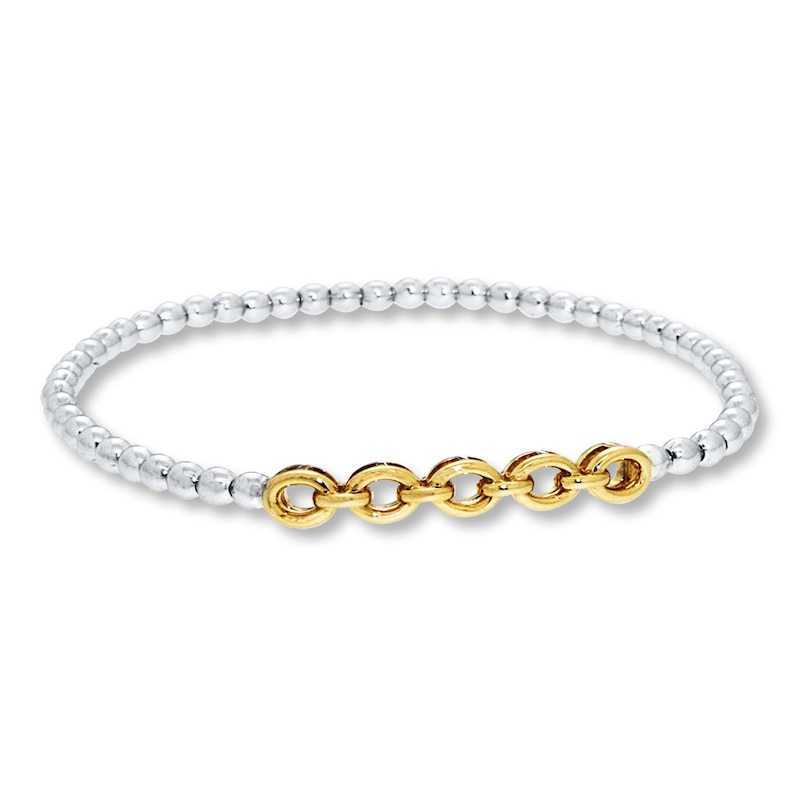 Main Image 1 of Stretch Bracelet 10K Gold Accents Sterling Silver