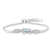 Thumbnail Image 1 of Aquamarine Bolo Bracelet 1/15 ct tw Diamonds Sterling Silver