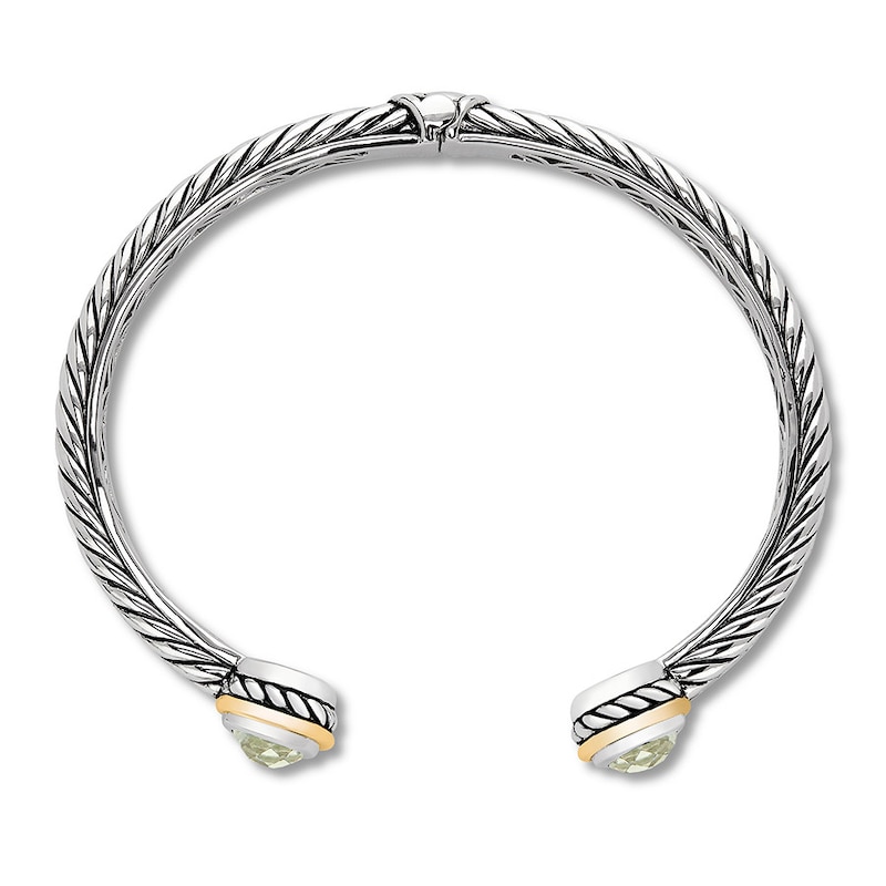 Main Image 2 of Green Quartz Bangle Sterling Silver/14K Gold