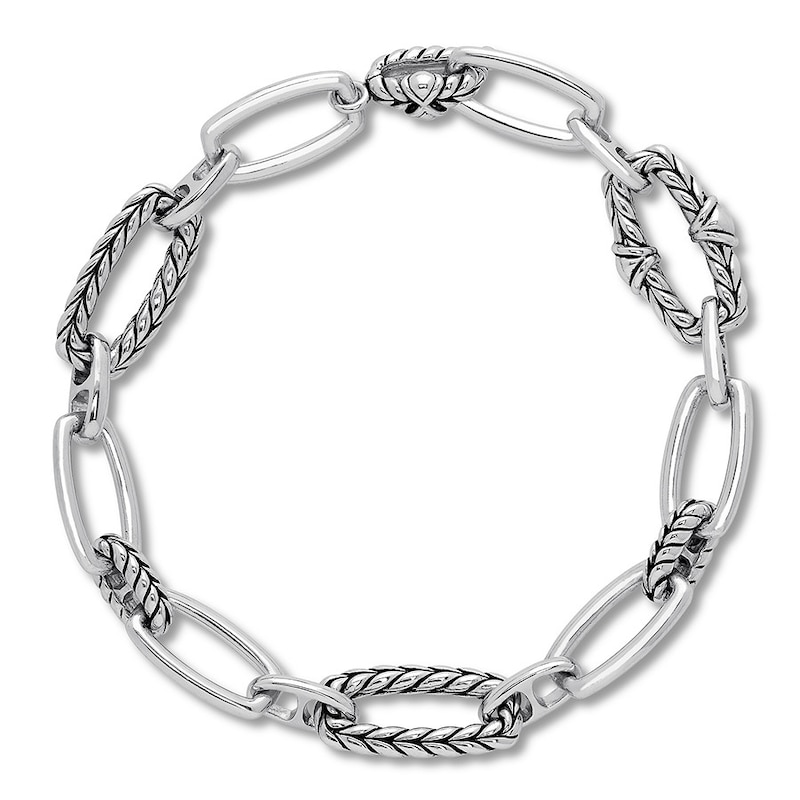 Main Image 2 of Braided & Smooth Link Bracelet Sterling Silver 7.5"