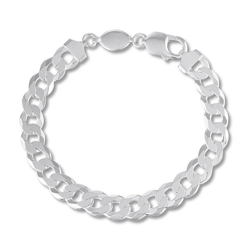 Men's Solid Curb Chain Bracelet Sterling Silver 8.5"