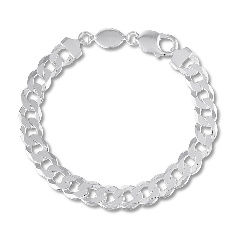 Main Image 1 of Men's Solid Curb Chain Bracelet Sterling Silver 8.5" 9.8mm