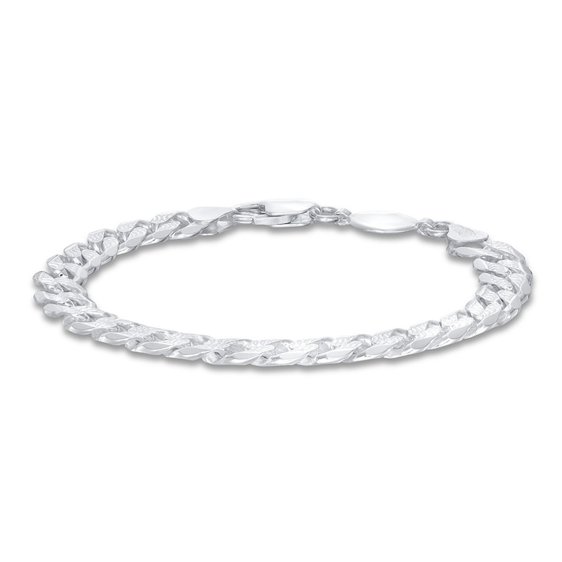 Main Image 1 of Men's Solid Curb Chain Bracelet Sterling Silver 8" 7.8mm