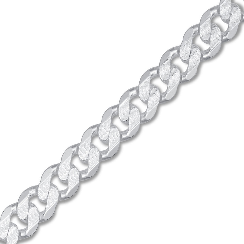 Men's Solid Curb Chain Bracelet Sterling Silver 8"