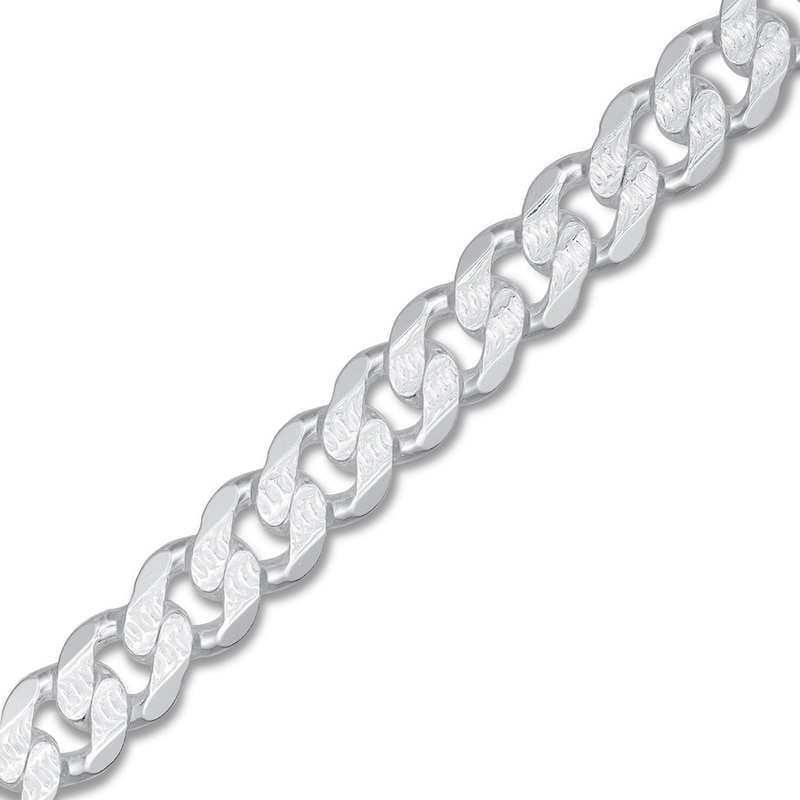 Main Image 2 of Men's Solid Curb Chain Bracelet Sterling Silver 8" 7.8mm