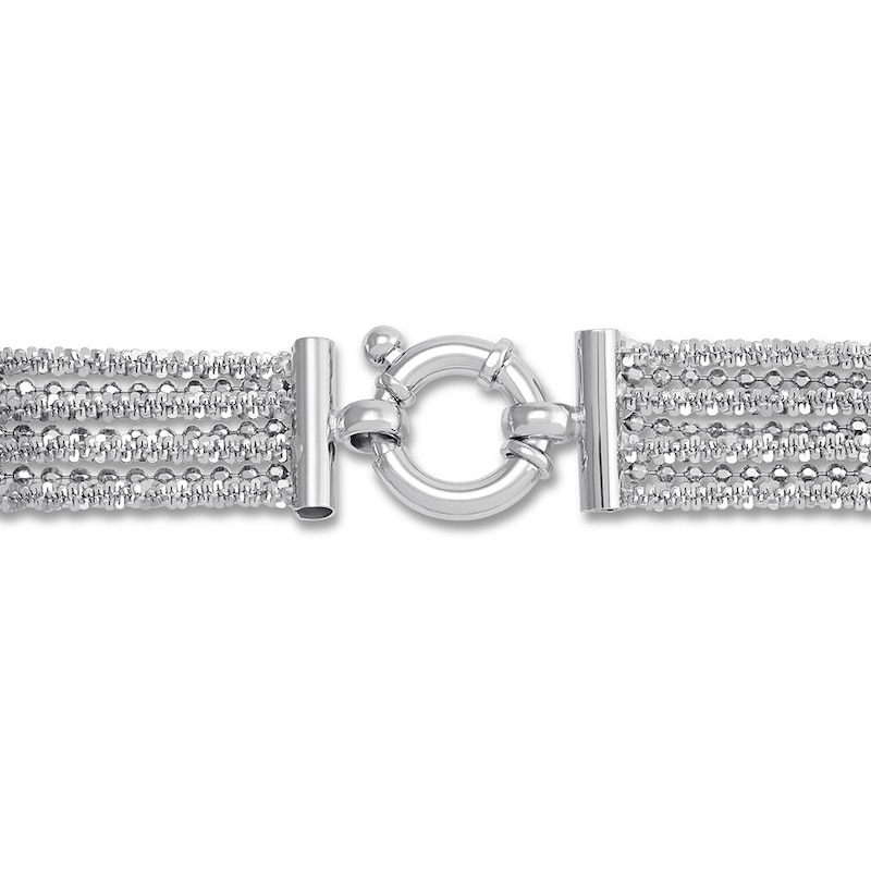 Multi-Strand Chain Bracelet Sterling Silver 7.5"