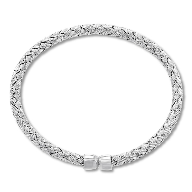 Woven Bangle Bracelet Sterling Silver