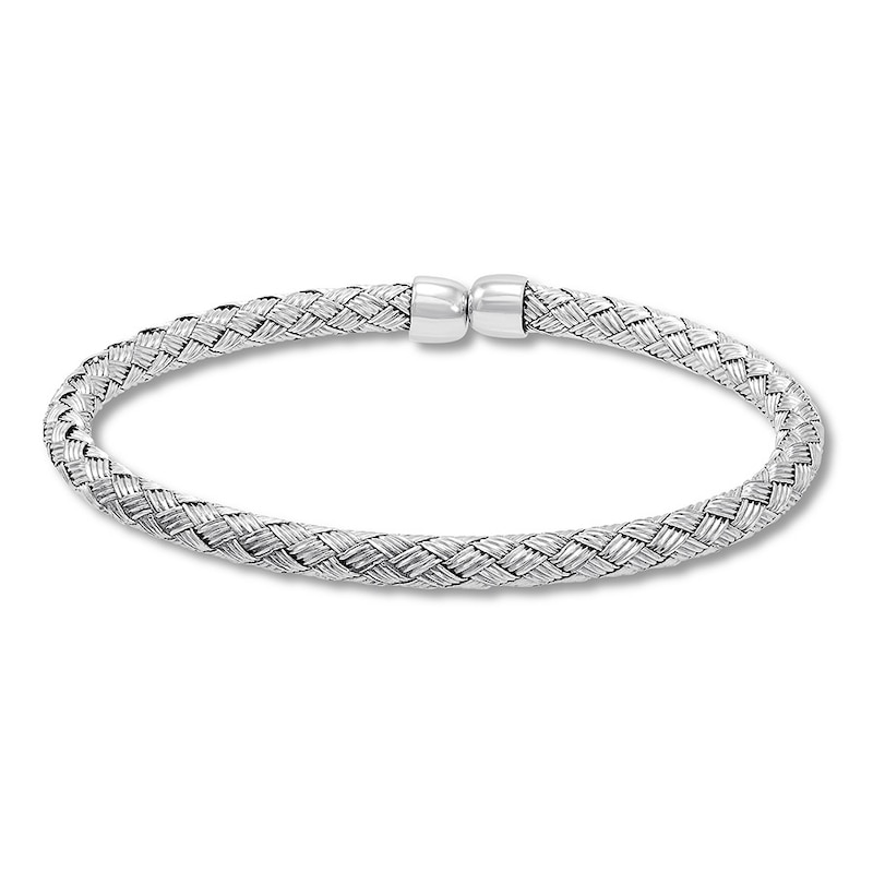 Main Image 2 of Woven Bangle Bracelet Sterling Silver