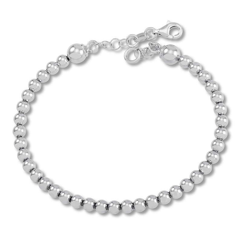 Main Image 1 of Beaded Chain Bracelet Sterling Silver 6"