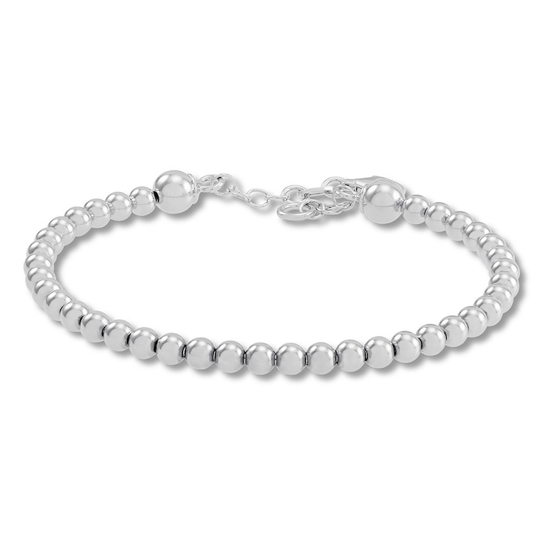 Main Image 2 of Beaded Chain Bracelet Sterling Silver 6"