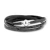 Thumbnail Image 1 of Footprints Prayer Black Leather Bracelet Stainless Steel
