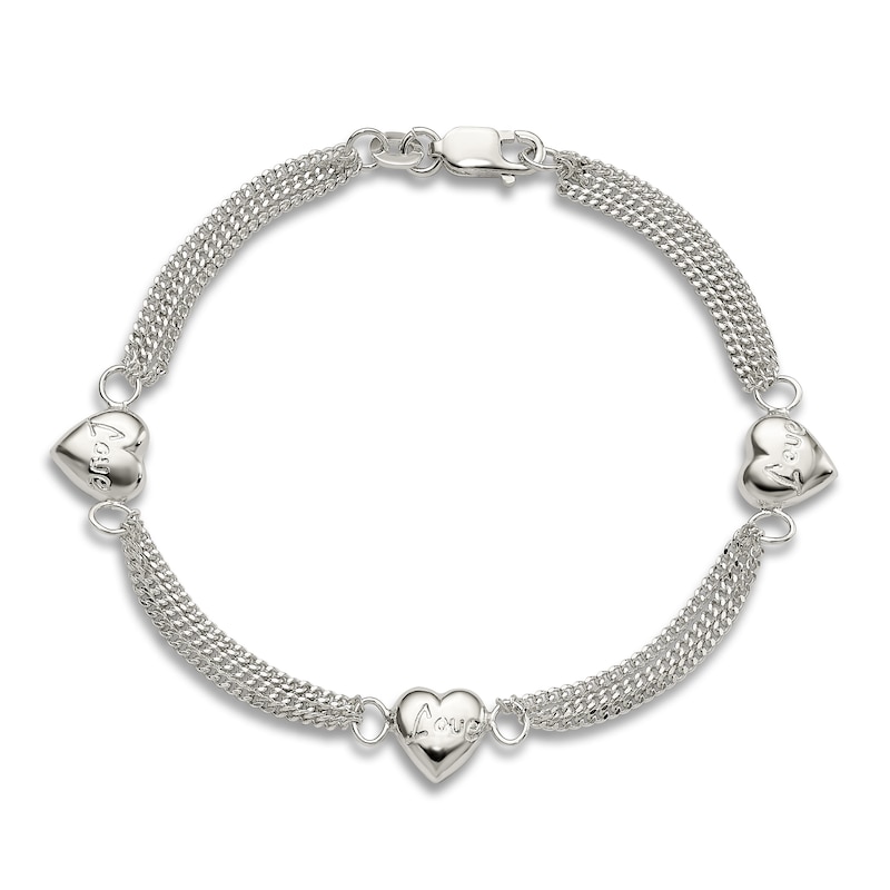 Main Image 1 of Heart Bracelet Sterling Silver 7-inch Length