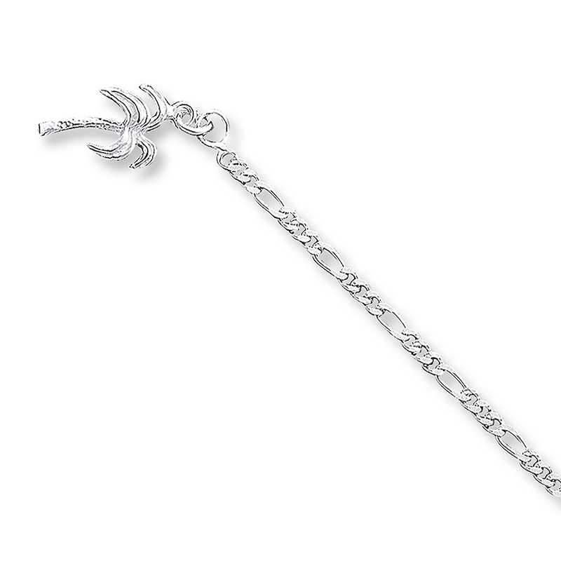 Main Image 1 of Palm Tree Anklet Sterling Silver 10"